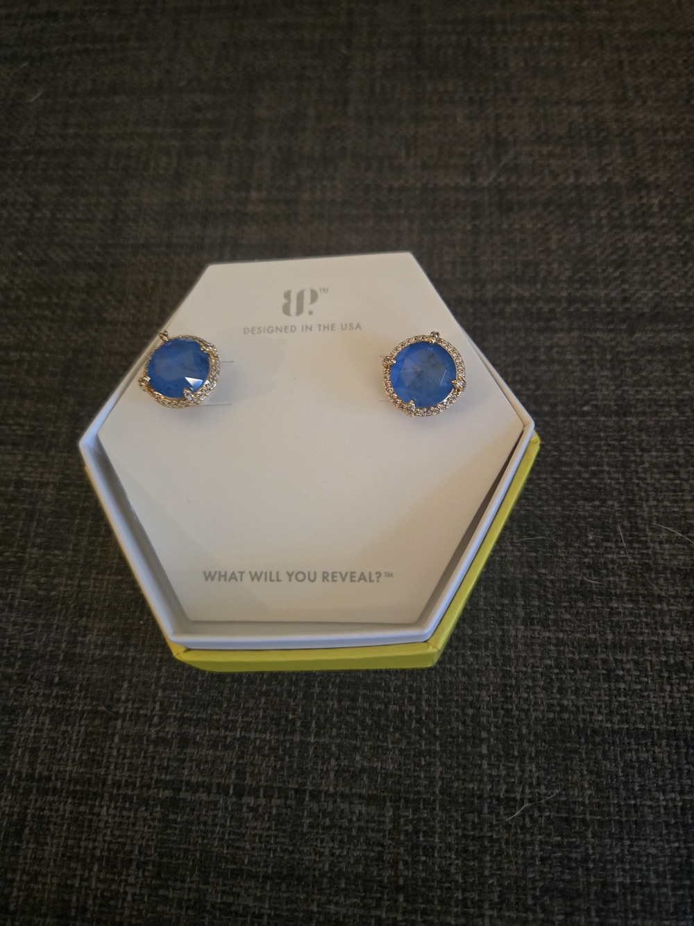 Blue Crystal Lazy Summer Vibes Halo Stud Earrings Lab Created Ocean Blue Quartz